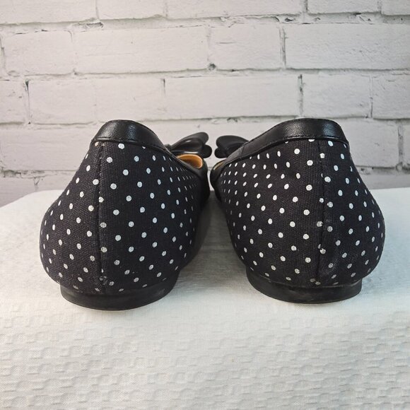 SHOES OF PREY BALLET FLATS BLACK WITH WHITE POLKA DOT BOW DETAIL SIZE 10 - Picture 5 of 8